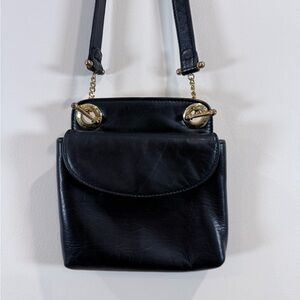 🔥Silver Blue Black Leather Crossbody Bag with Gold Hardware EUC🔥